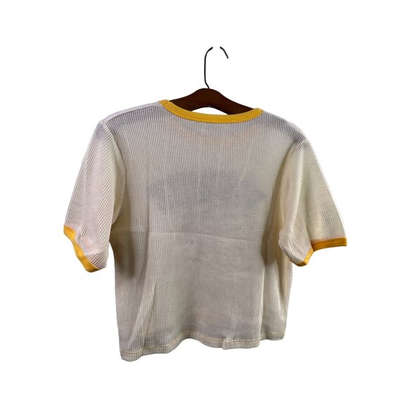 Yosemite California Tshirt Small Ribbed Short Sleeve Cream Yellow Ringer Tee - Picture 2 of 3